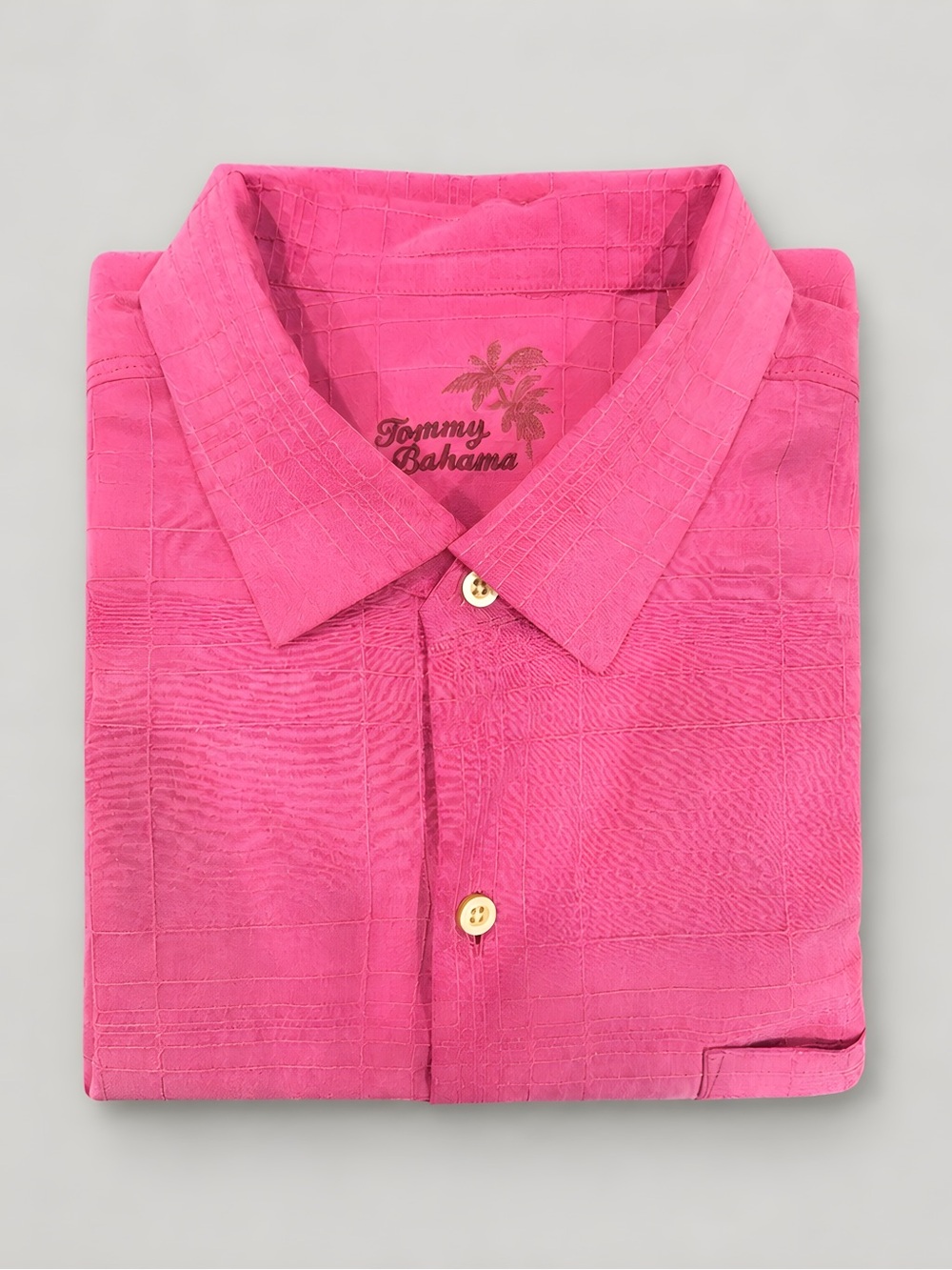 Tommy Bahama Men’s Hot Pink Textured Camp Shirt 100% Silk